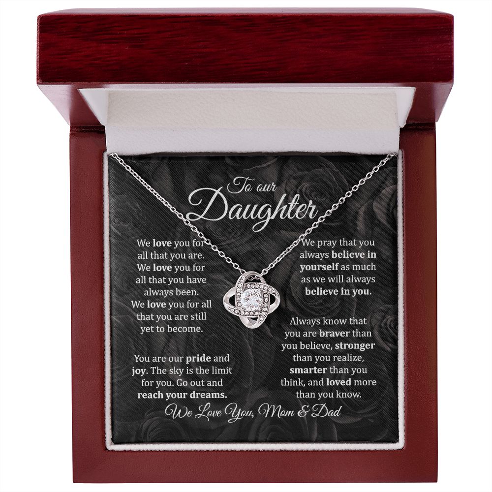 MC019 To Our Daughter We Love You Love Knot Necklace Gift