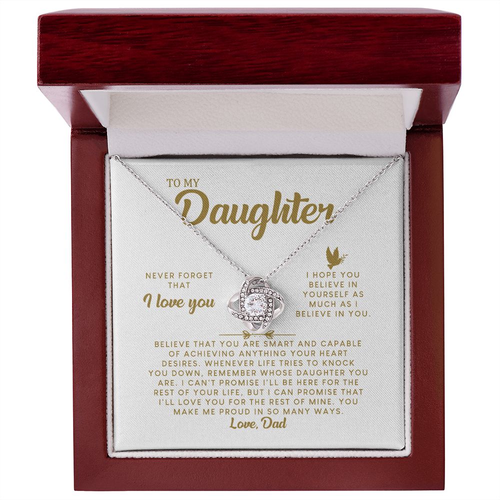 MC008 Daughter Never Forget That I Love You Love Knot Necklace Gift From Dad