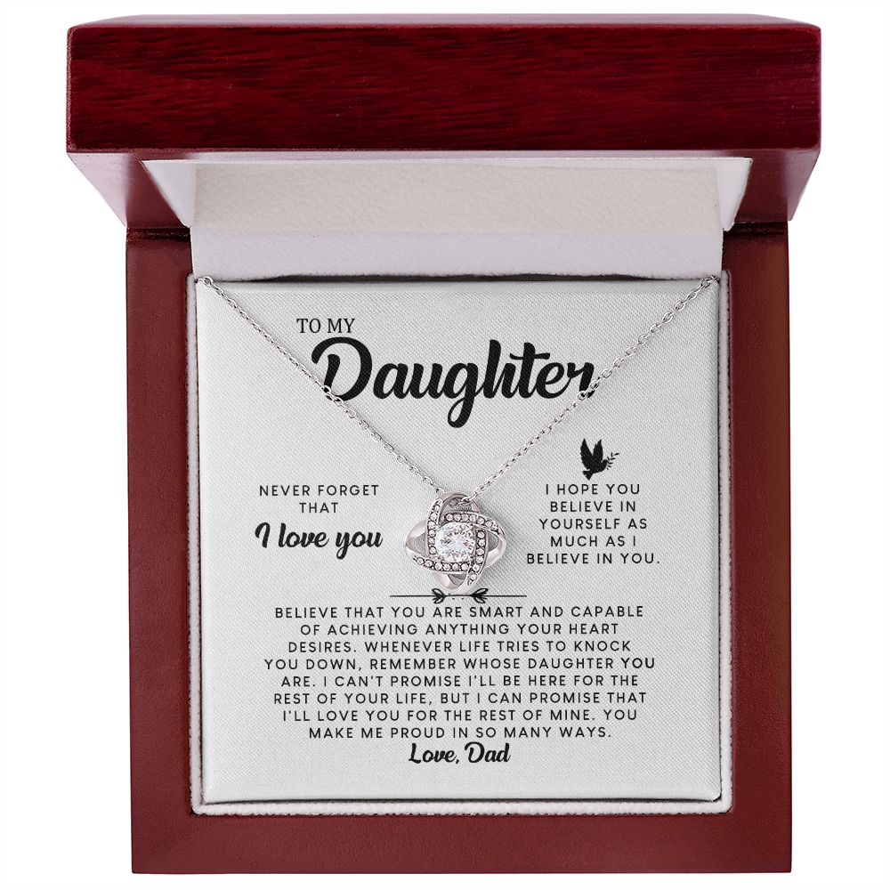 MC006 Daughter Never Forget That I Love You Love Knot Necklace Gift From Dad