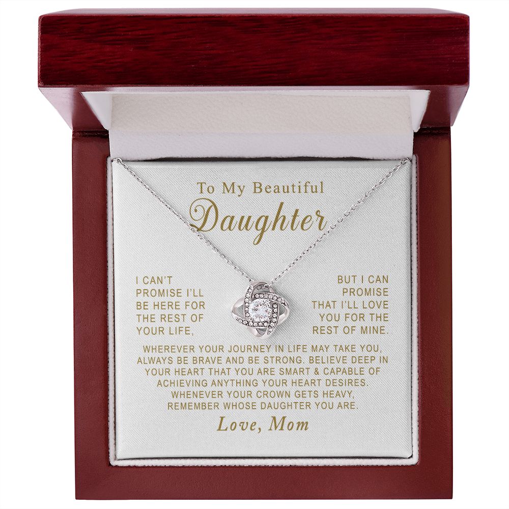 MC003 To My Beautiful Daughter Always Be Brave and Be Strong Love Knot Necklace Gift From Mom