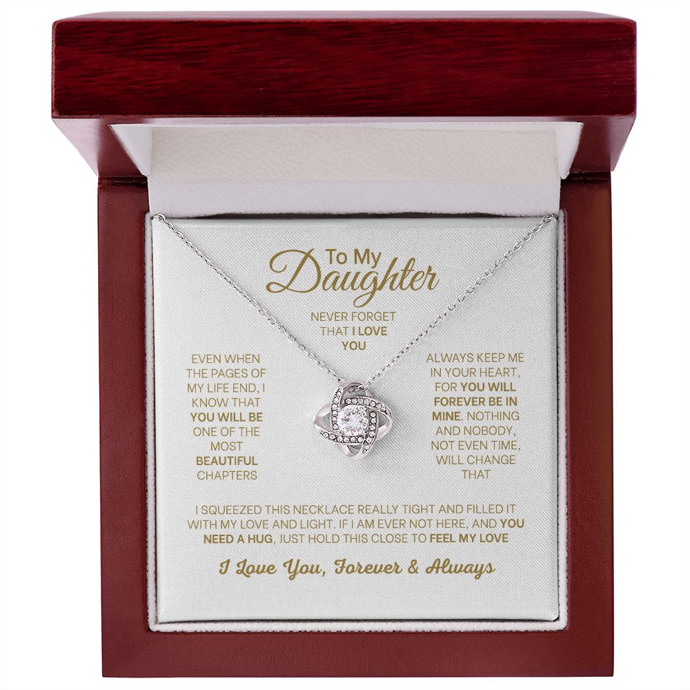 MC005 Daughter Never Forget That I Love You Love Knot Necklace Gift