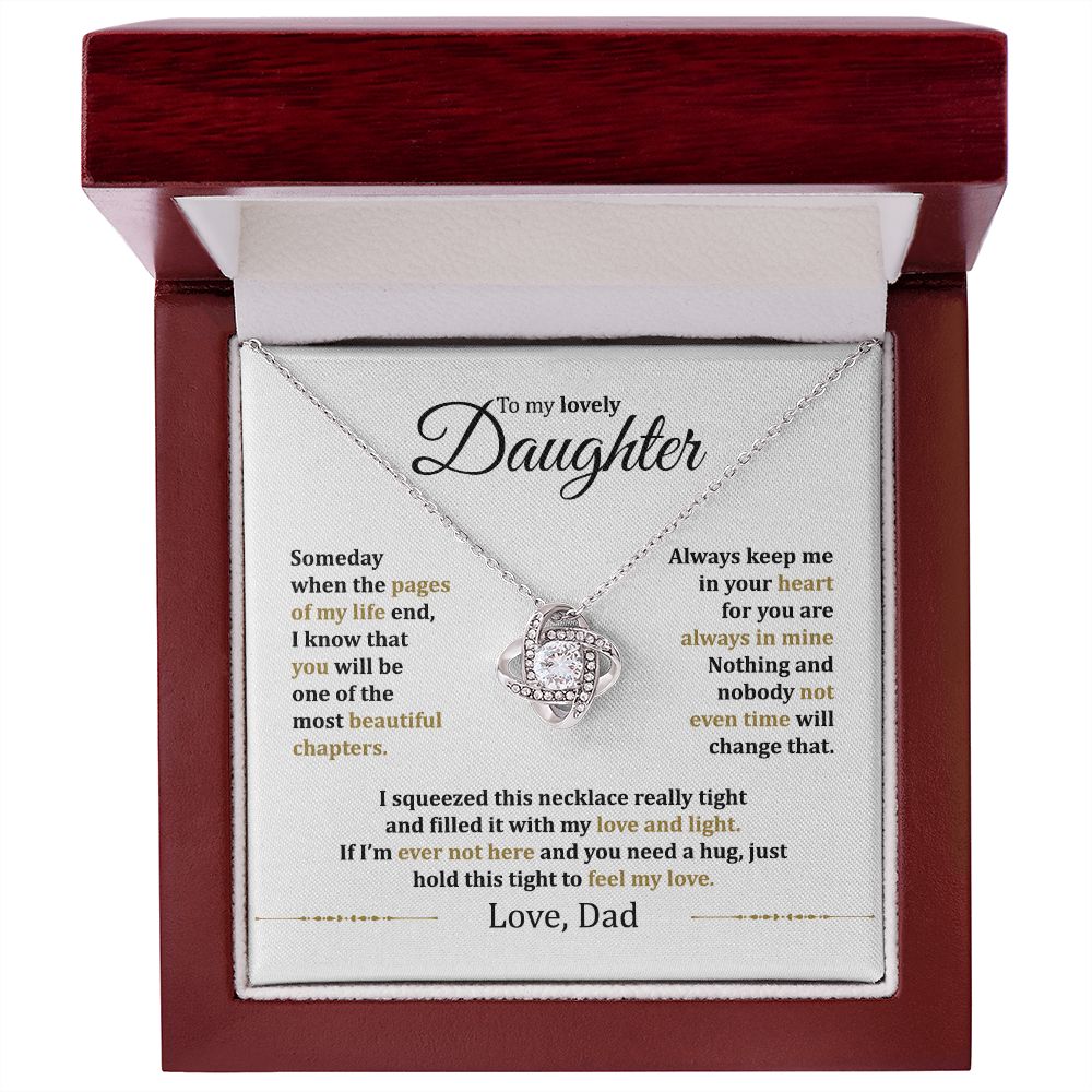 MC014 Daughter Hold This Tight To Feel My Love Love Knot Necklace Gift From Dad