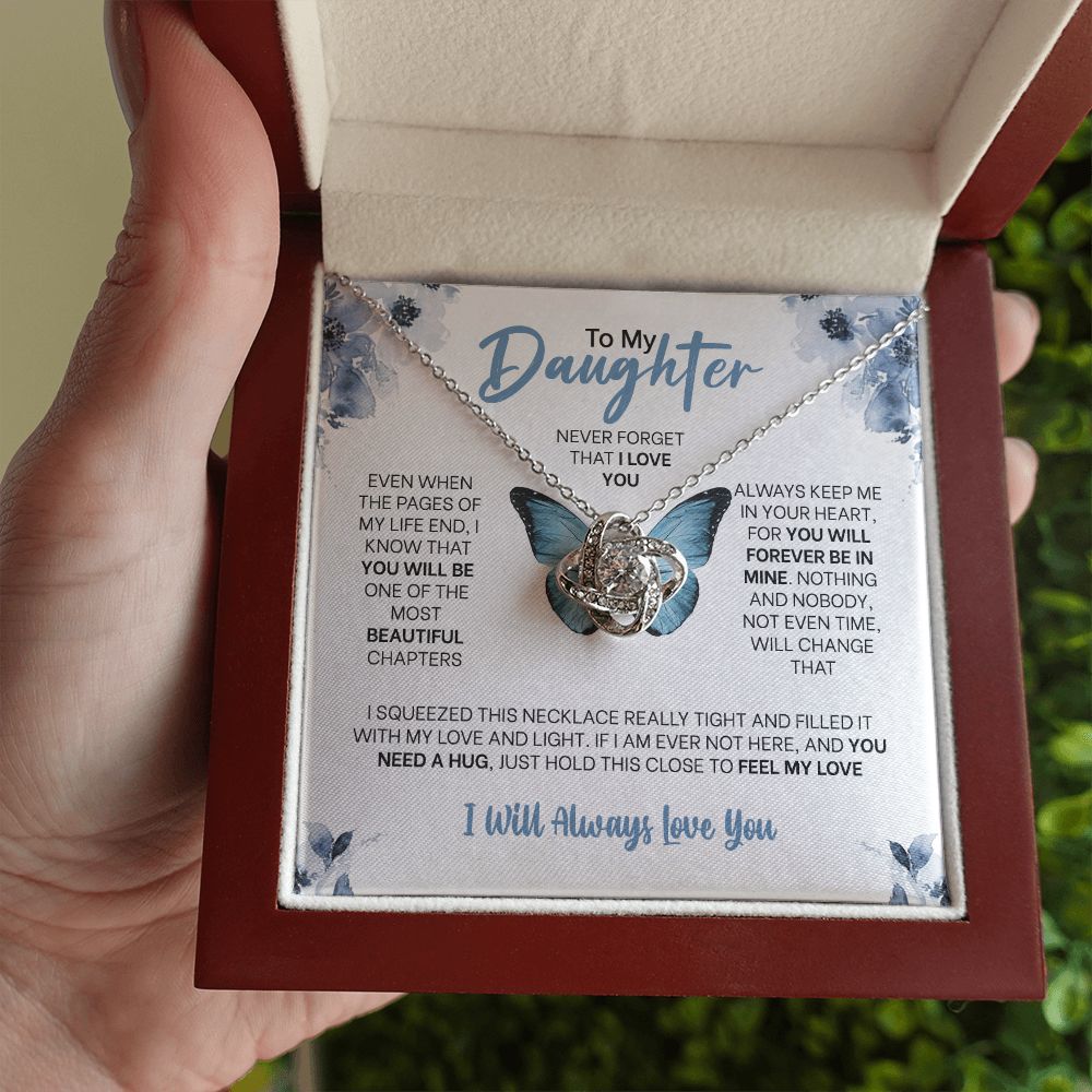 MC010 Daughter Never Forget That I Love You Love Knot Necklace Gift
