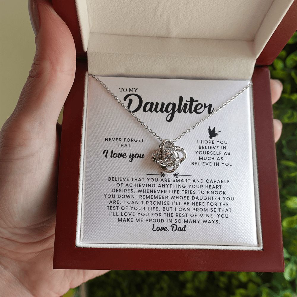MC006 Daughter Never Forget That I Love You Love Knot Necklace Gift From Dad