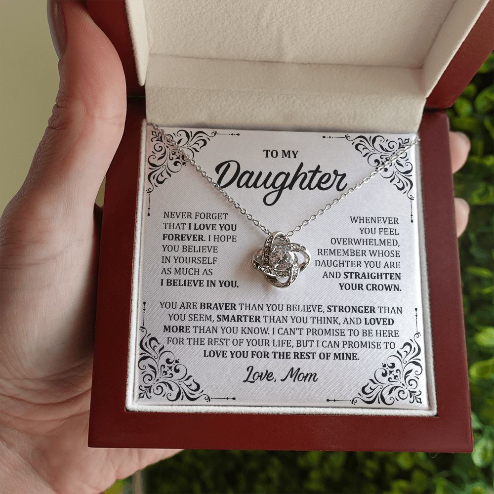 MC011 Daughter I Love You Forever Love Knot Necklace Gift From Mom