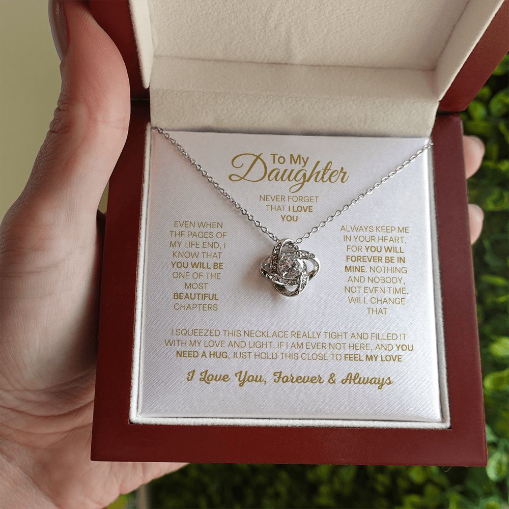 MC005 Daughter Never Forget That I Love You Love Knot Necklace Gift