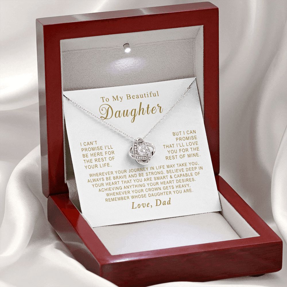 MC002 To My Beautiful Daughter Always Be Brave and Be Strong Love Knot Necklace Gift From Dad