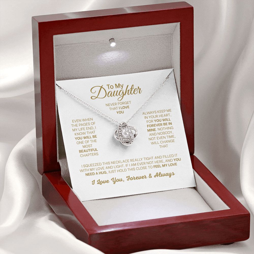 MC005 Daughter Never Forget That I Love You Love Knot Necklace Gift