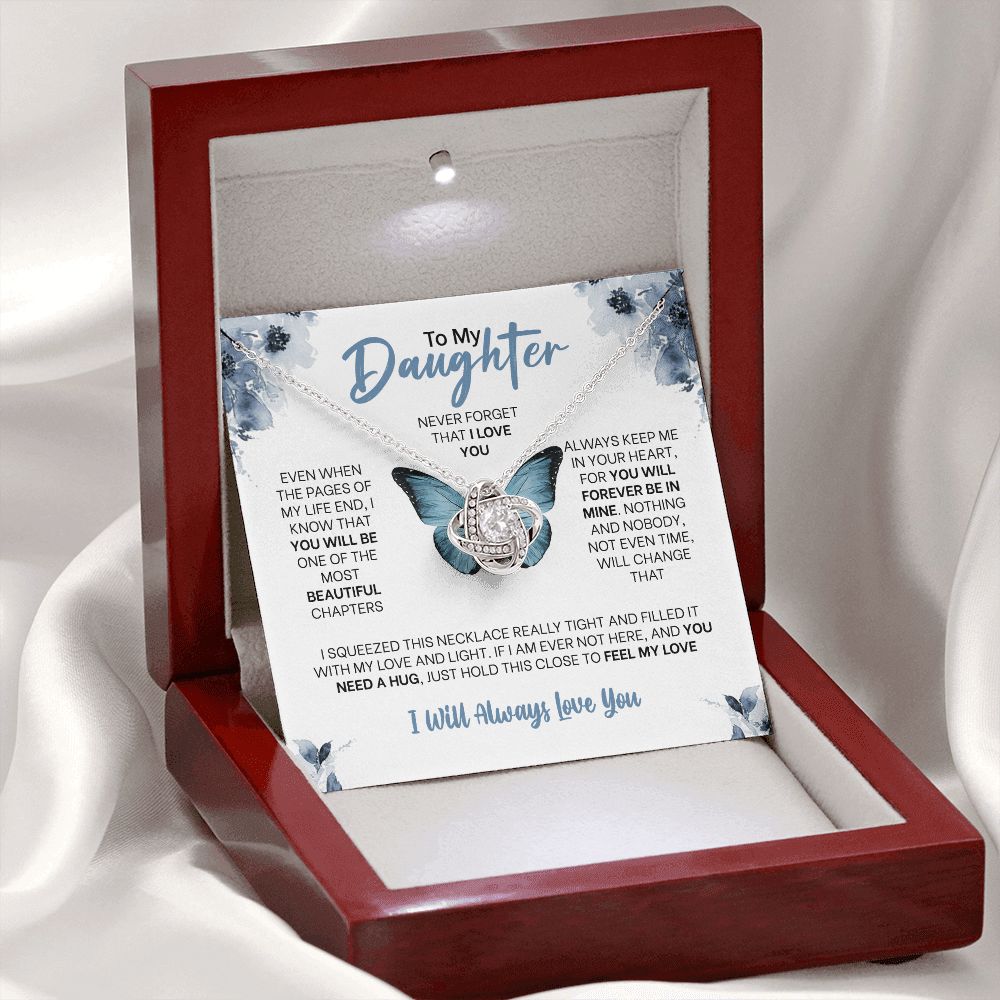 MC010 Daughter Never Forget That I Love You Love Knot Necklace Gift