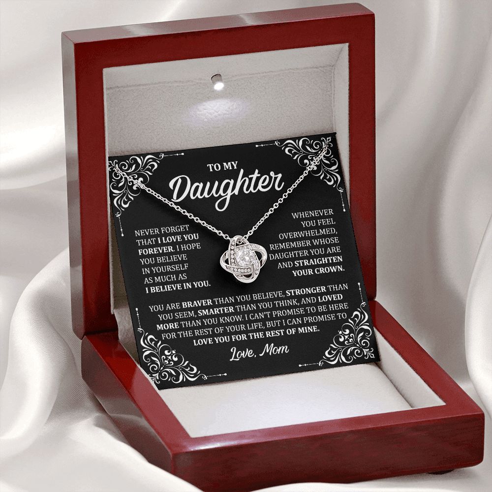 MC029 To My Daughter Never Forget That I Love You Love Knot Necklace Gift From Mom