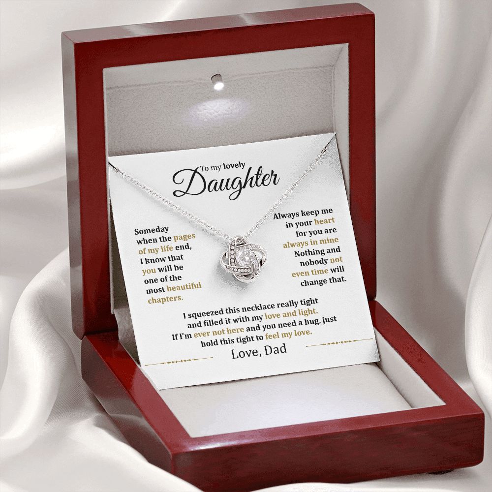 MC014 Daughter Hold This Tight To Feel My Love Love Knot Necklace Gift From Dad