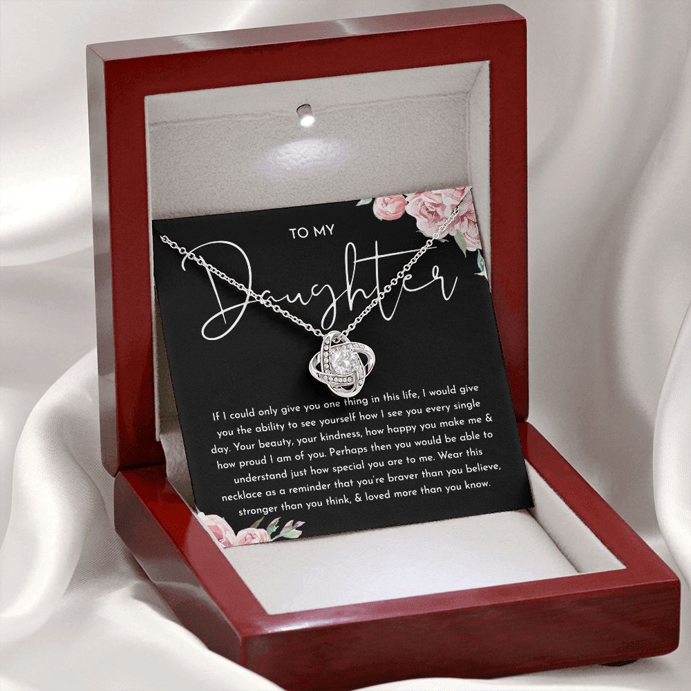 MC028 To My Daughter How Proud I Am of You Love Knot Necklace Gift