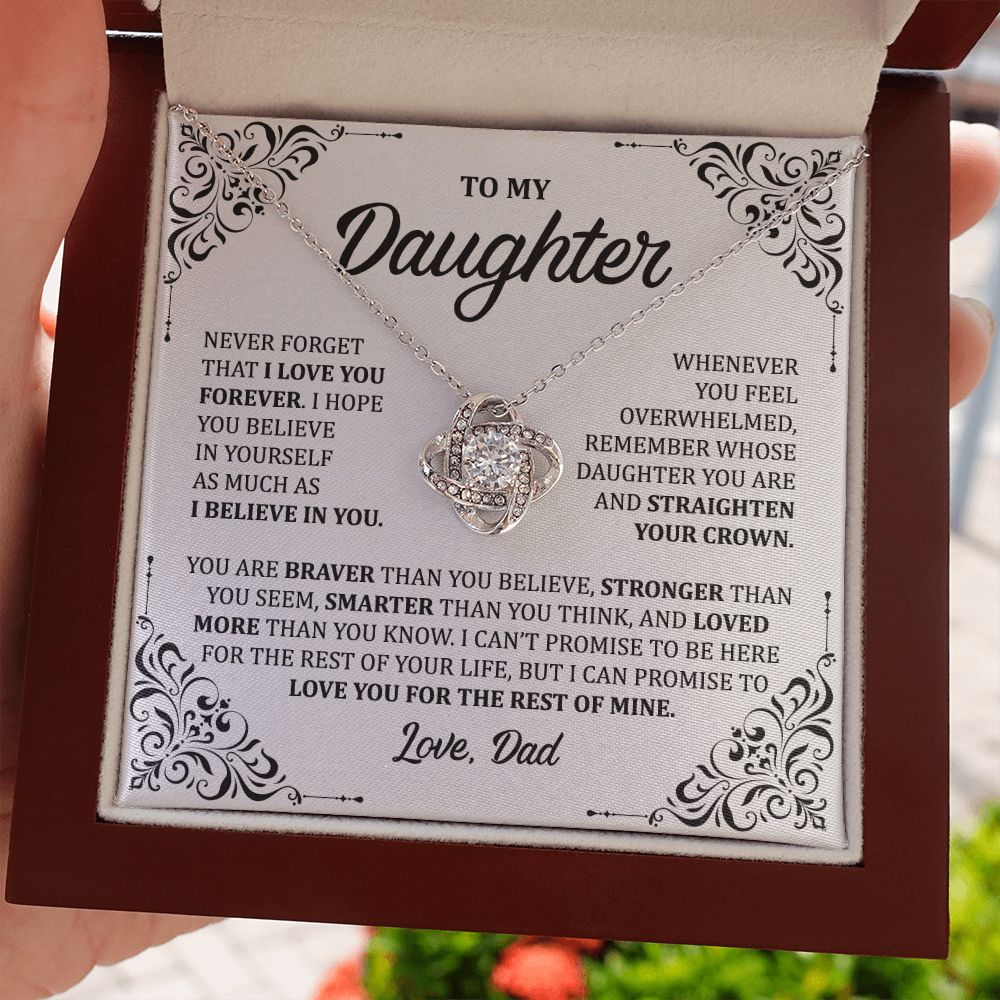 MC011 Daughter I Love You Forever Love Knot Necklace Gift From Dad