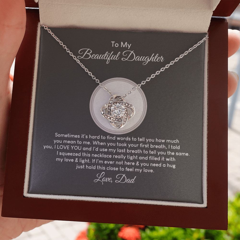 MC018 To My Beautiful Daughter I Love You Love Knot Necklace Gift From Dad