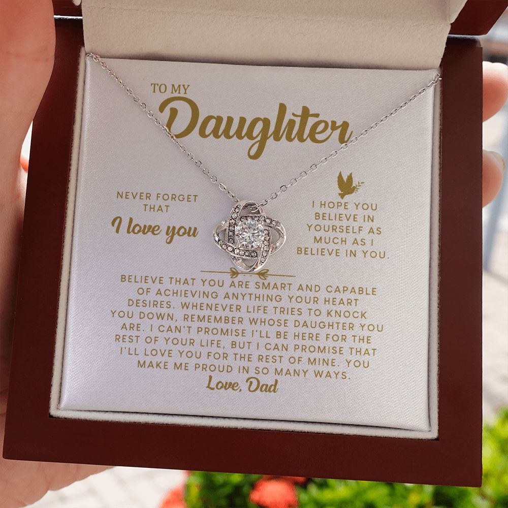 MC008 Daughter Never Forget That I Love You Love Knot Necklace Gift From Dad