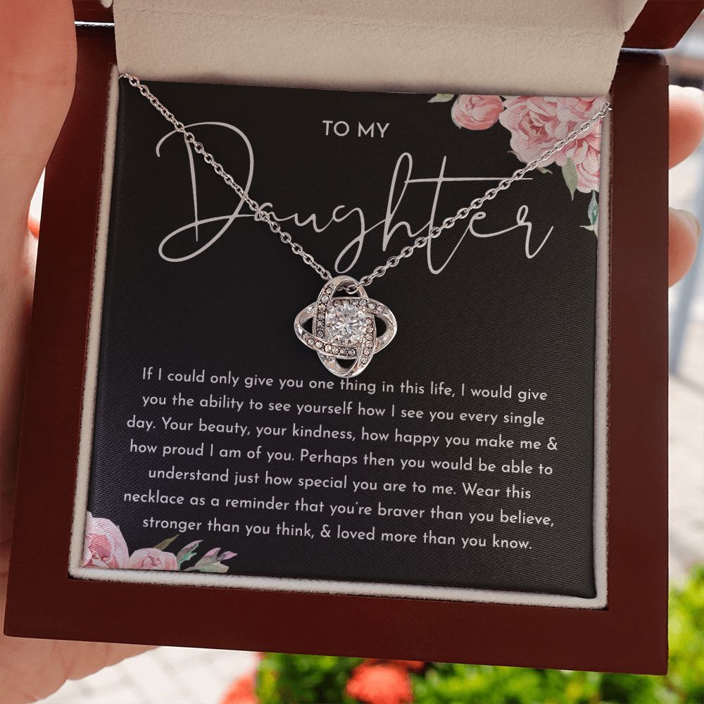 MC028 To My Daughter How Proud I Am of You Love Knot Necklace Gift