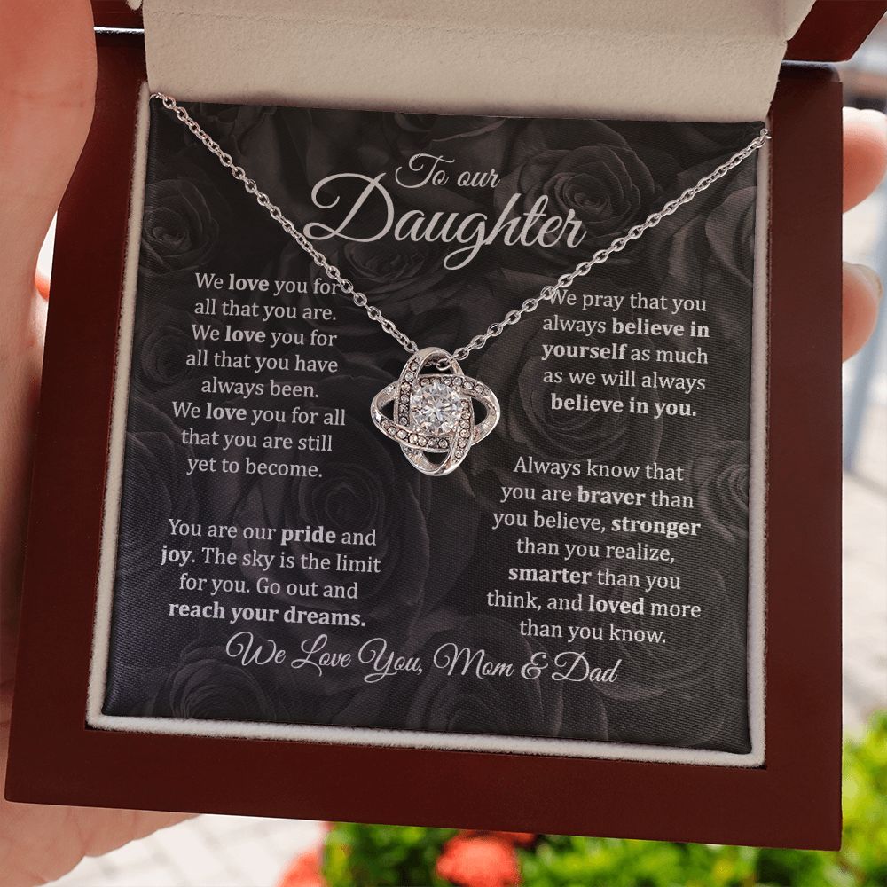 MC019 To Our Daughter We Love You Love Knot Necklace Gift