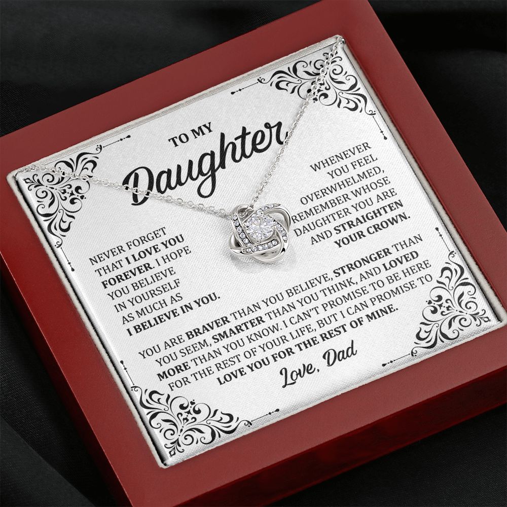 MC011 Daughter I Love You Forever Love Knot Necklace Gift From Dad