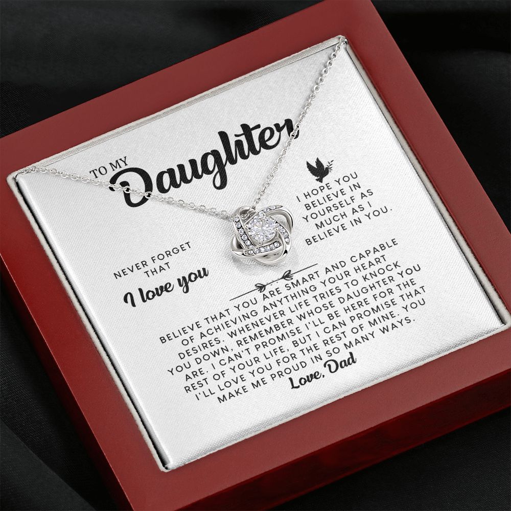 MC006 Daughter Never Forget That I Love You Love Knot Necklace Gift From Dad
