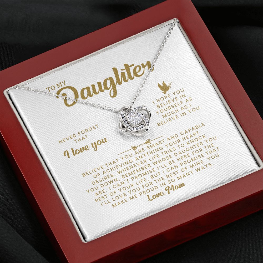 MC009 Daughter Never Forget That I Love You Love Knot Necklace Gift From Mom
