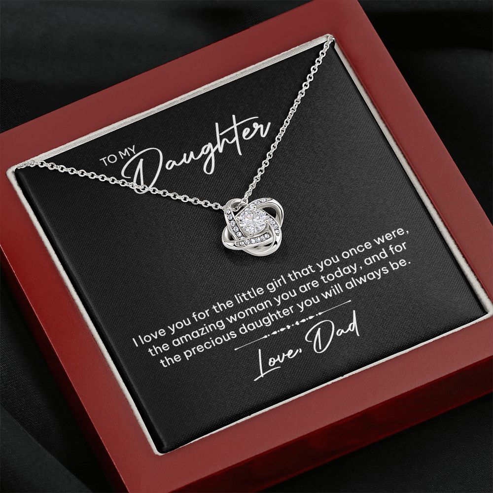 MC023 To My Daughter I Love You Love Knot Necklace Gift From Dad