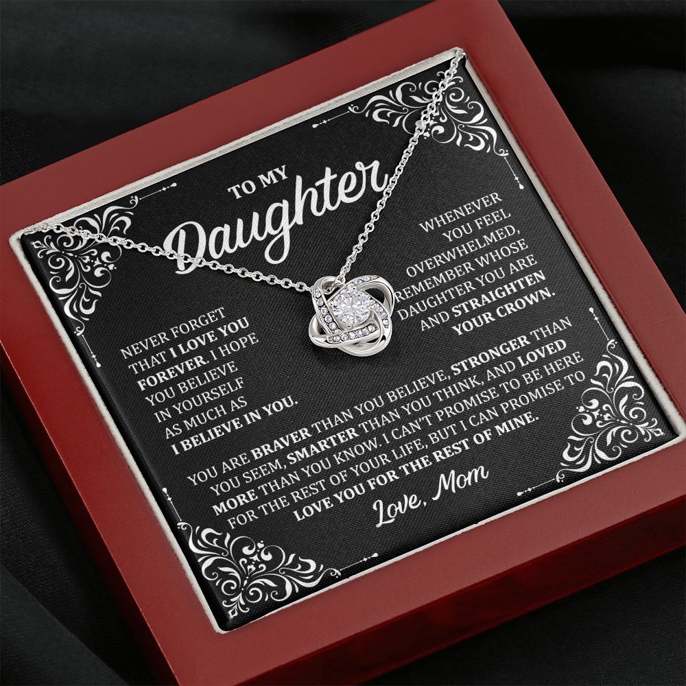 MC029 To My Daughter Never Forget That I Love You Love Knot Necklace Gift From Mom
