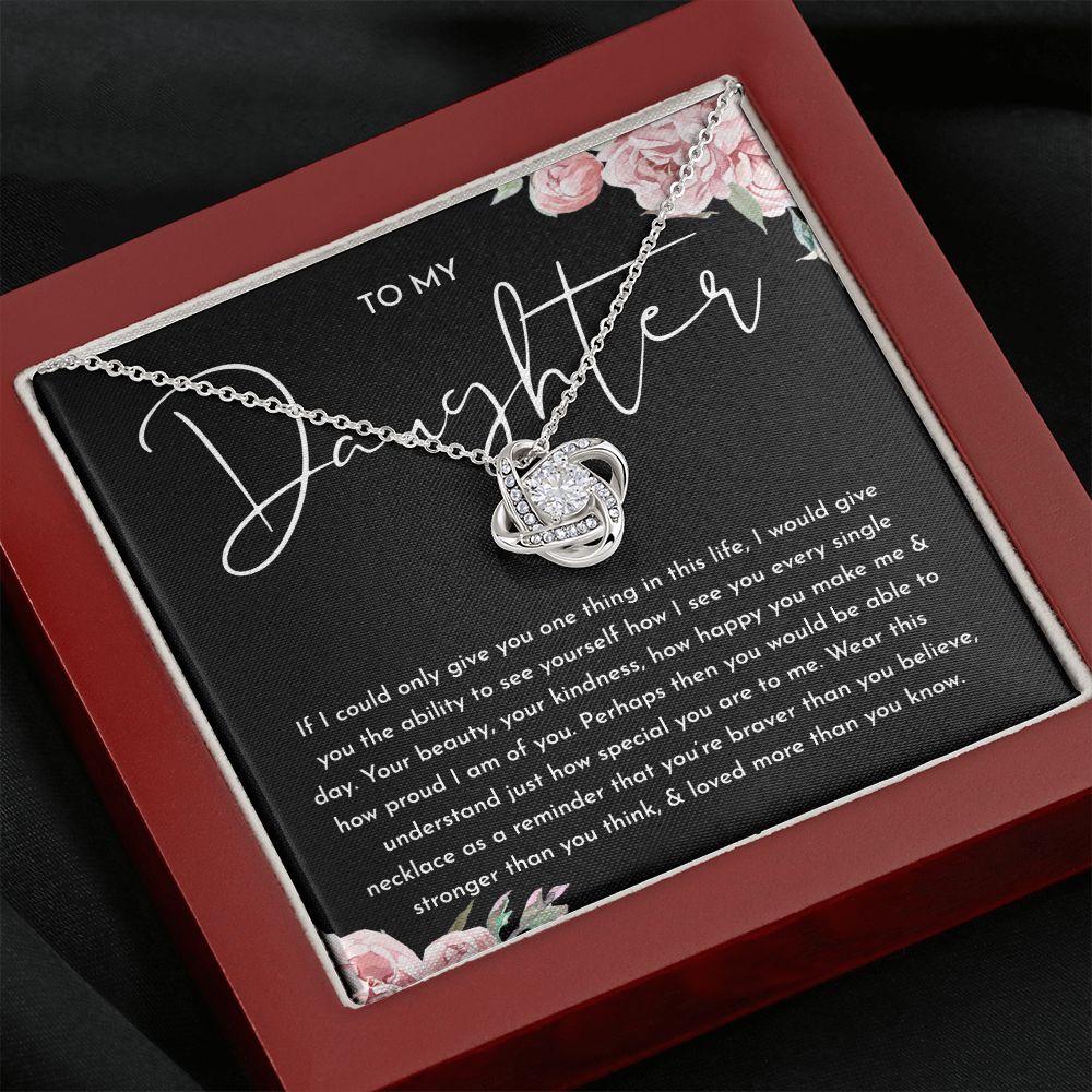 MC028 To My Daughter How Proud I Am of You Love Knot Necklace Gift