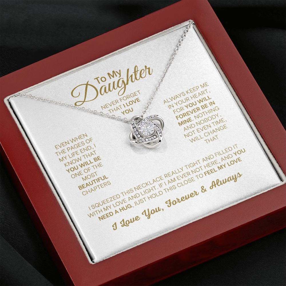 MC005 Daughter Never Forget That I Love You Love Knot Necklace Gift