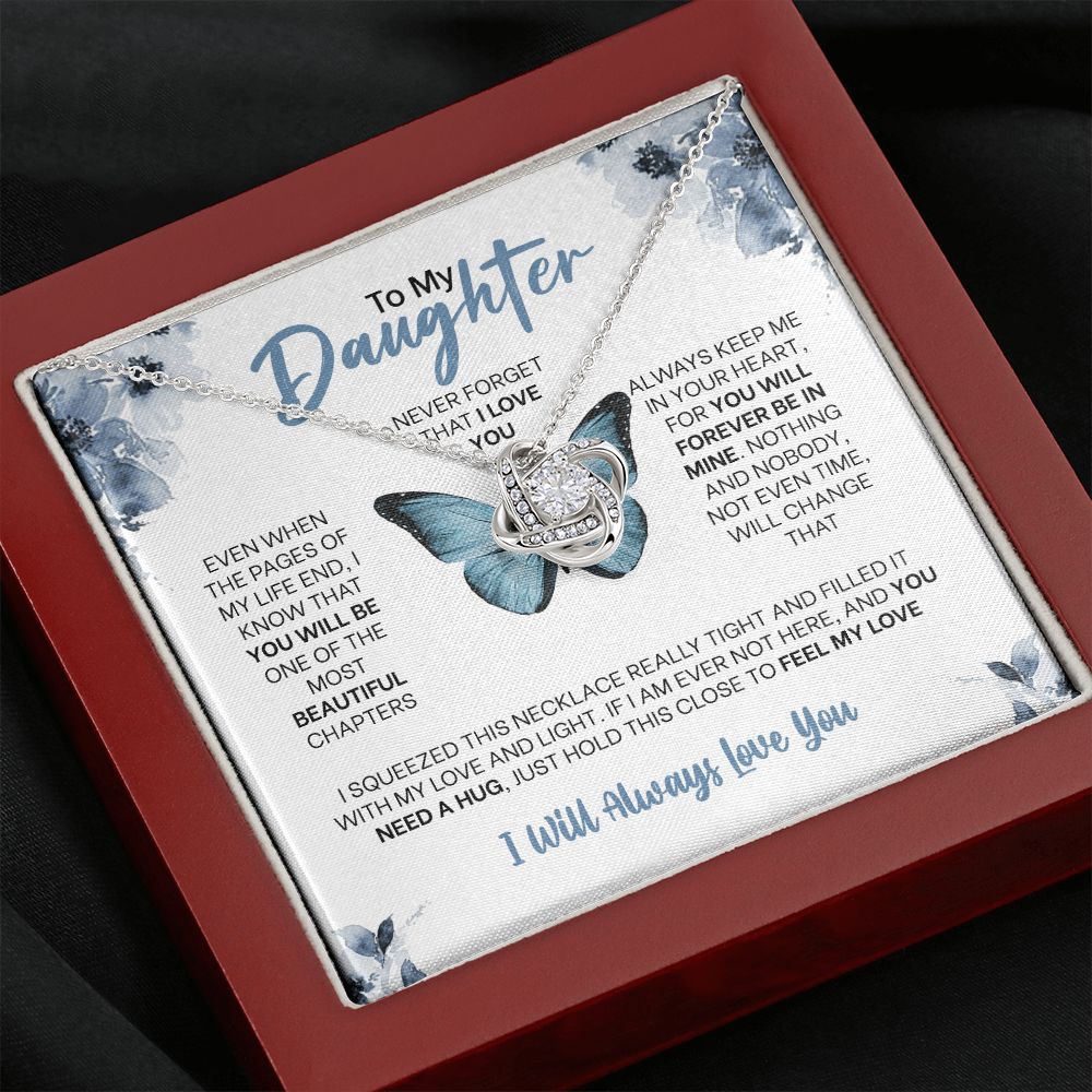 MC010 Daughter Never Forget That I Love You Love Knot Necklace Gift