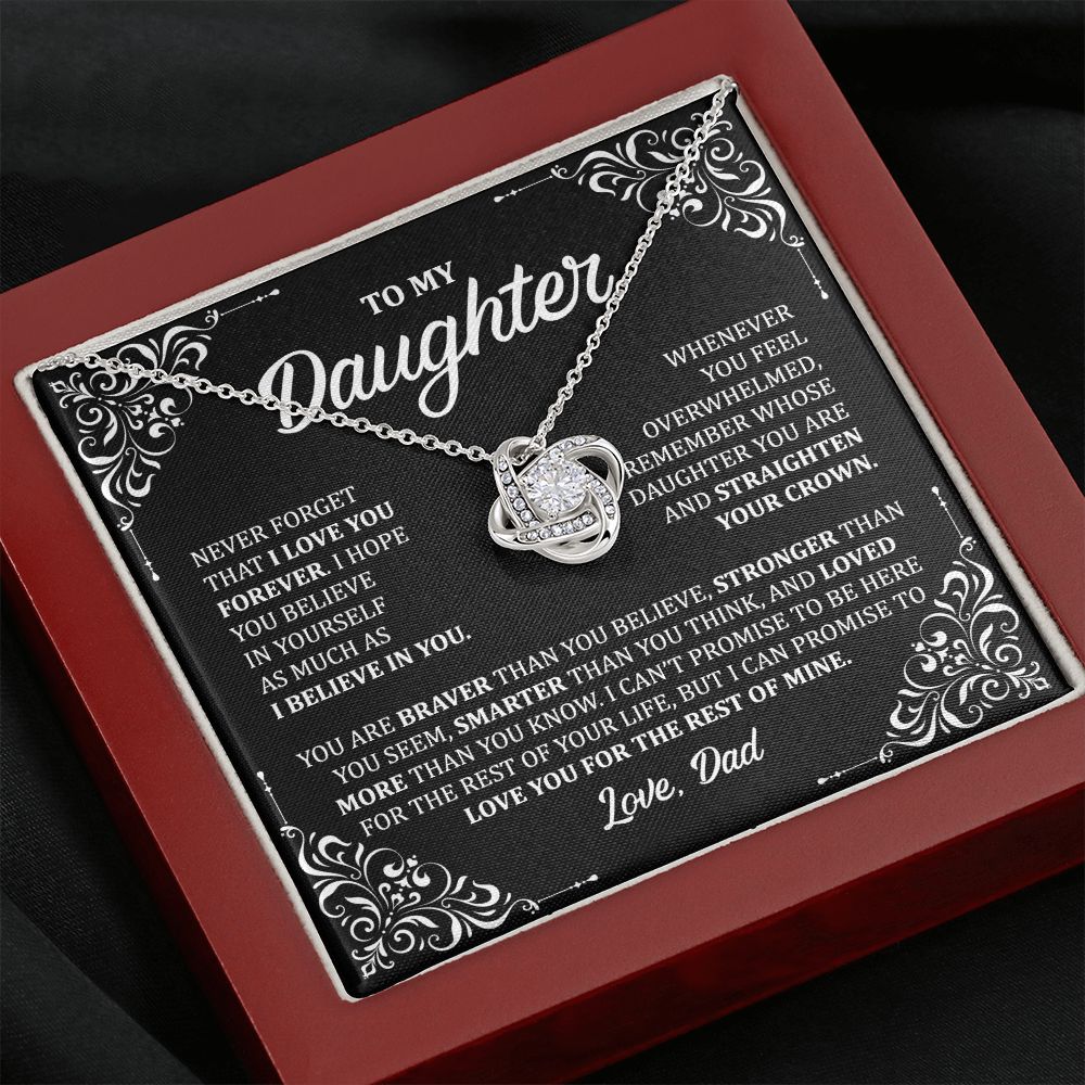 MC030 To My Daughter Never Forget That I Love You Love Knot Necklace Gift From Dad