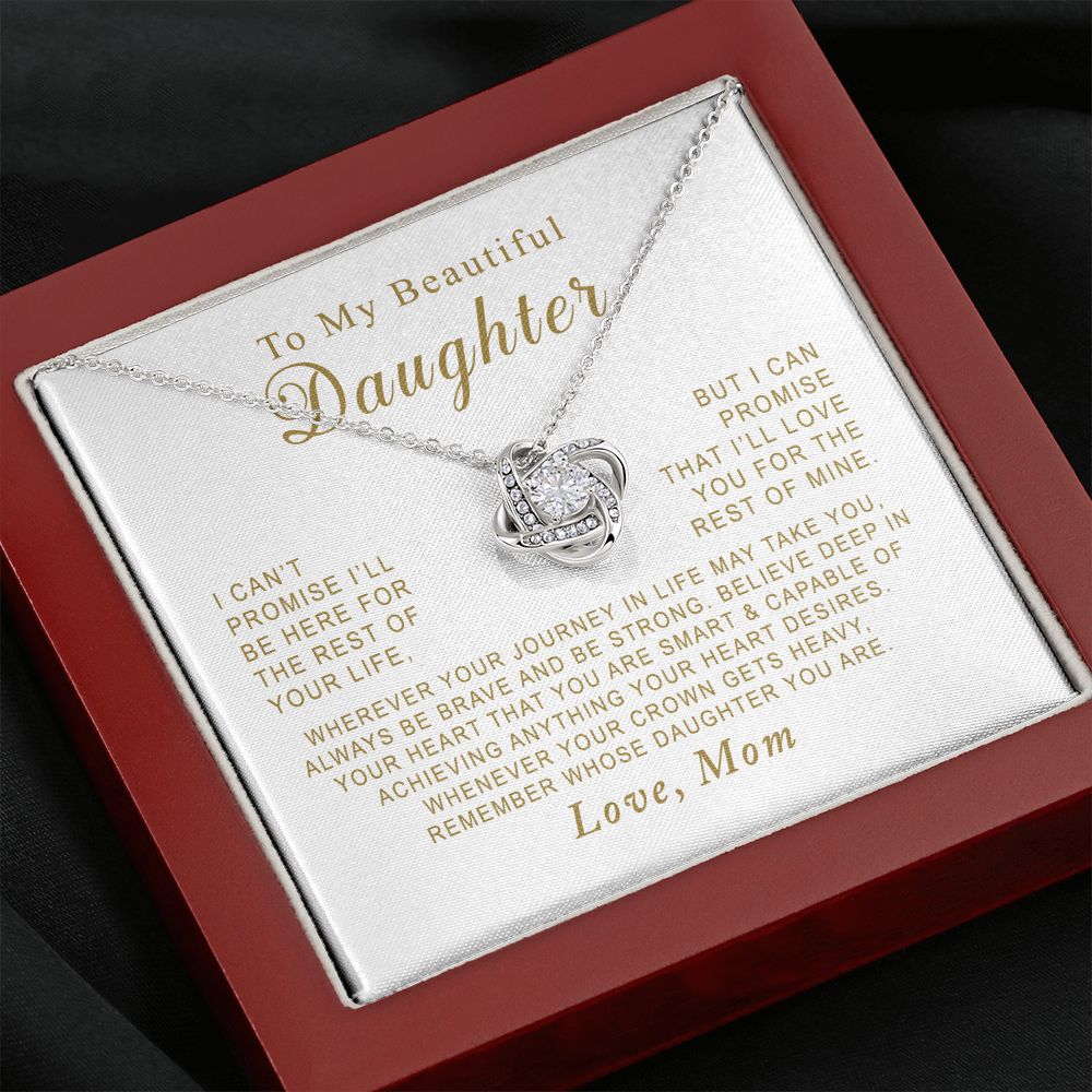 MC003 To My Beautiful Daughter Always Be Brave and Be Strong Love Knot Necklace Gift From Mom