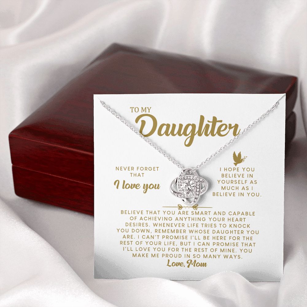 MC009 Daughter Never Forget That I Love You Love Knot Necklace Gift From Mom