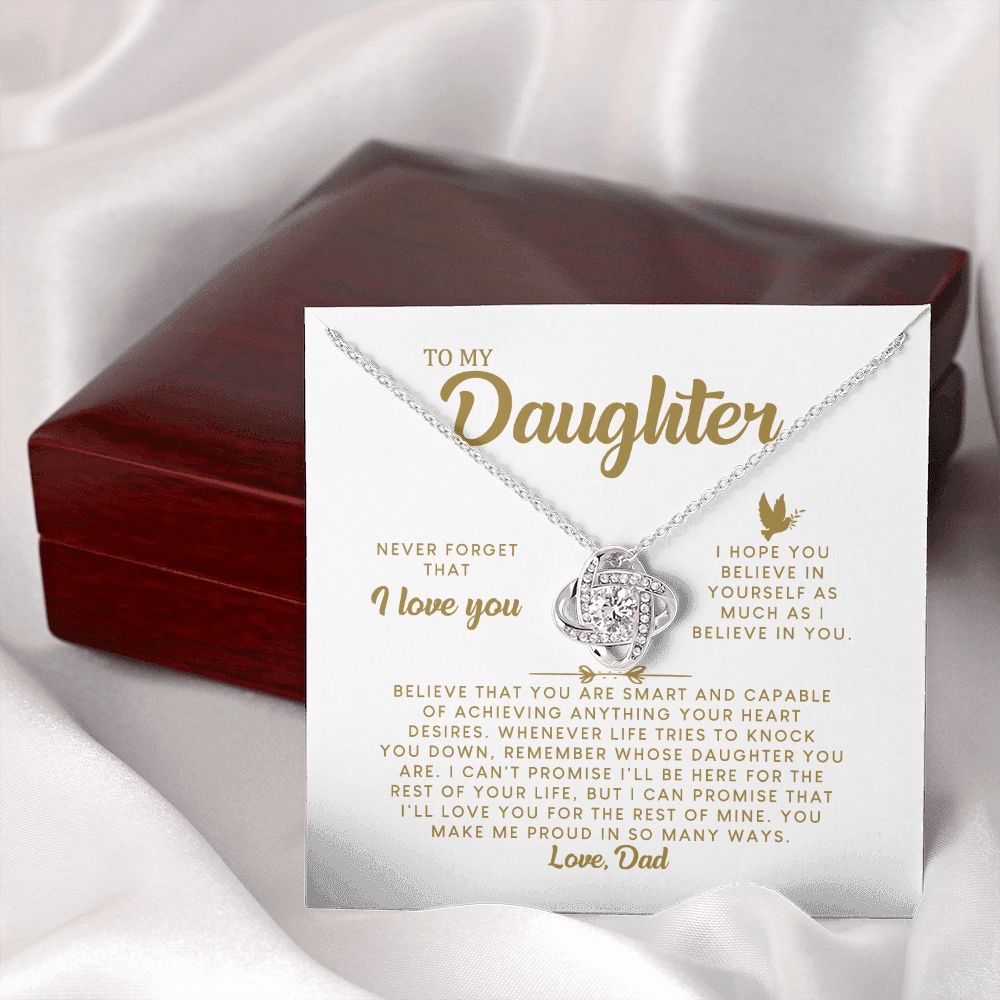 MC008 Daughter Never Forget That I Love You Love Knot Necklace Gift From Dad
