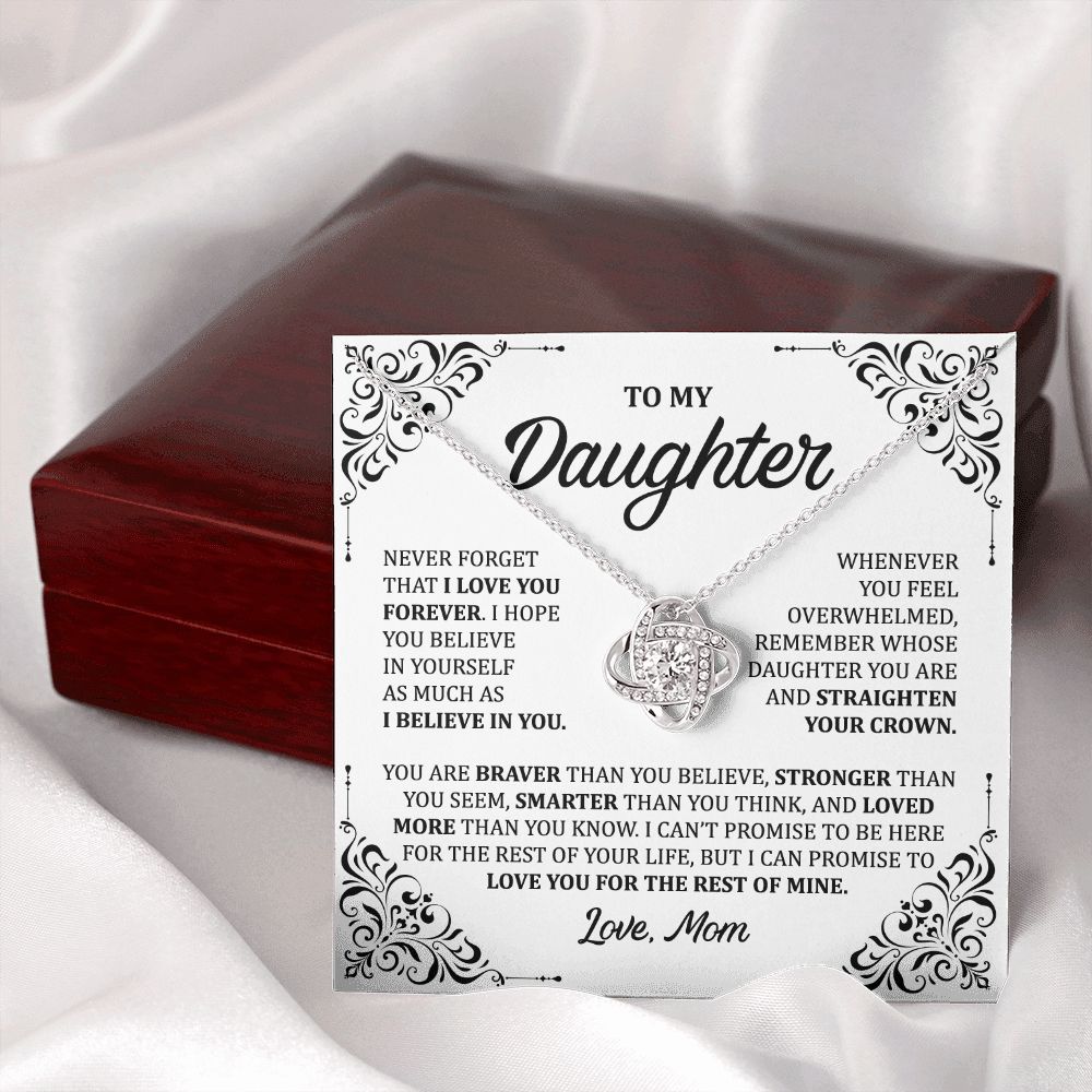 MC011 Daughter I Love You Forever Love Knot Necklace Gift From Mom