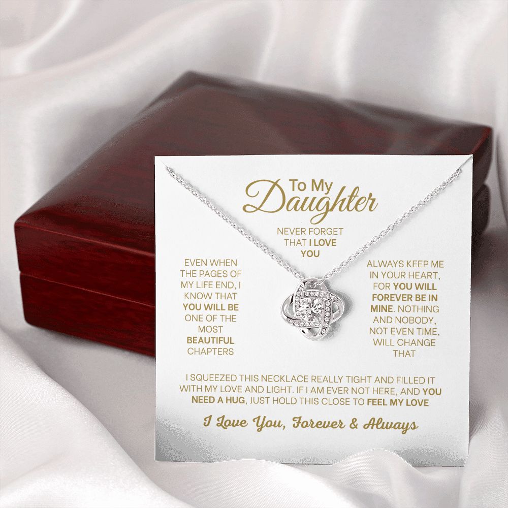 MC005 Daughter Never Forget That I Love You Love Knot Necklace Gift
