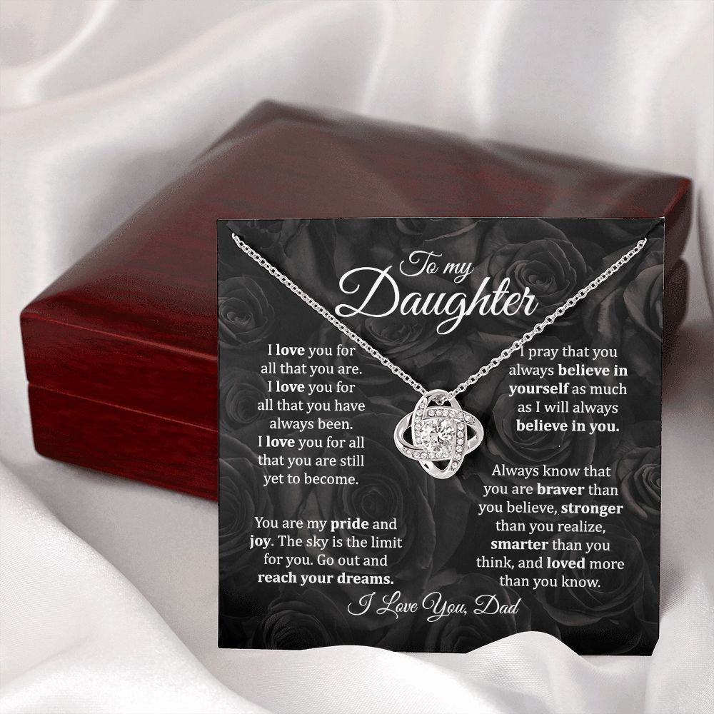 MC021 To My Daughter I Love You Love Knot Necklace Gift From Dad