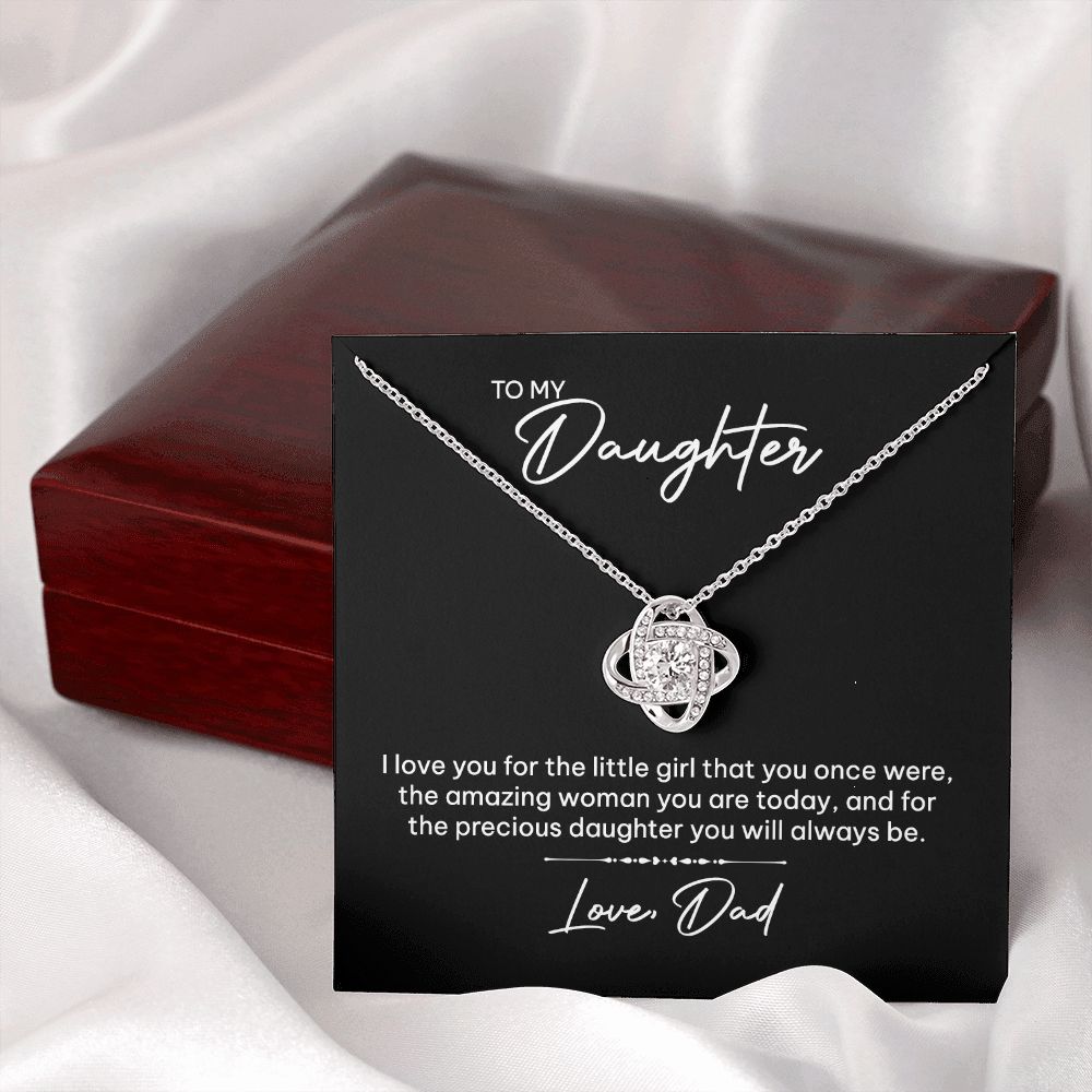 MC023 To My Daughter I Love You Love Knot Necklace Gift From Dad