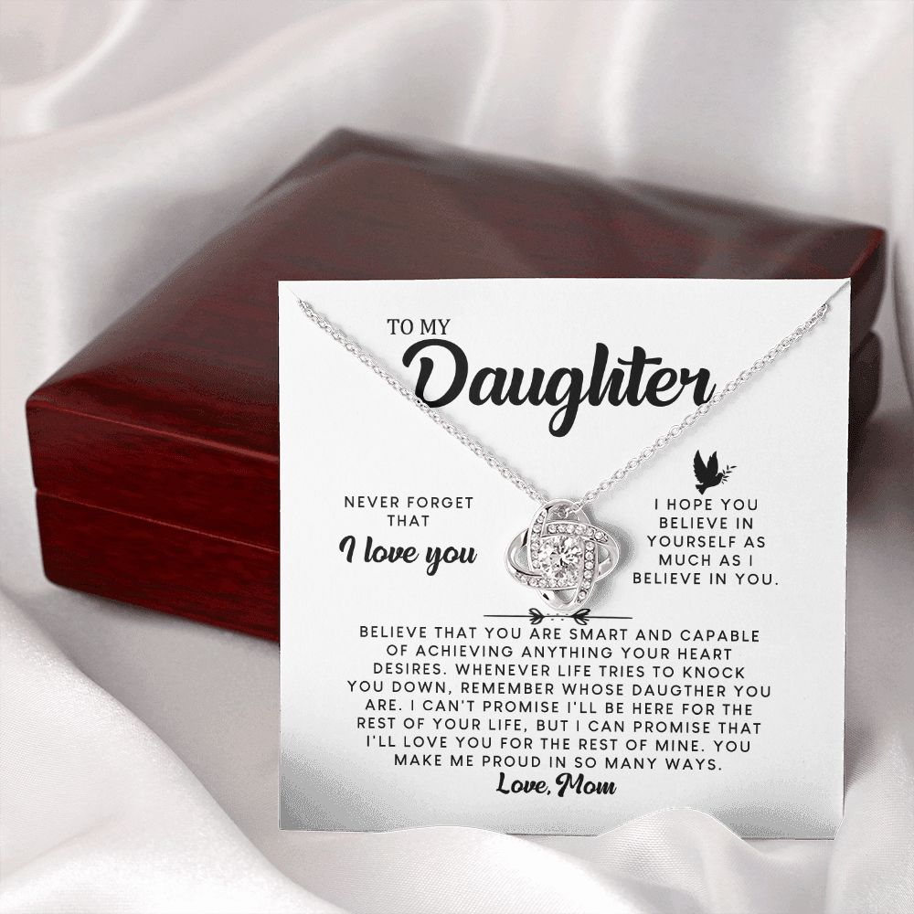 MC007 Daughter Never Forget That I Love You Love Knot Necklace Gift From Mom