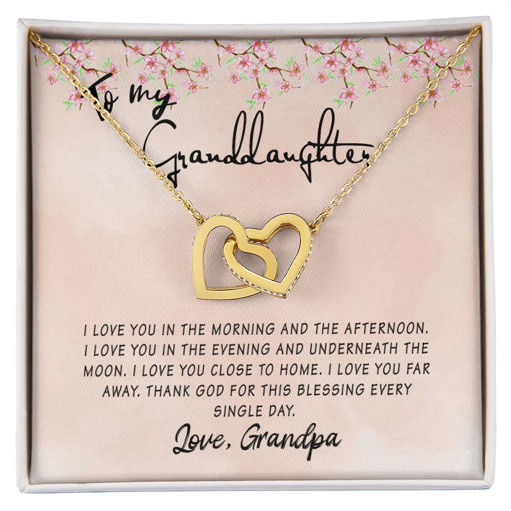 To My Granddaughter Interlocking Hearts Necklace Gift From Grandpa