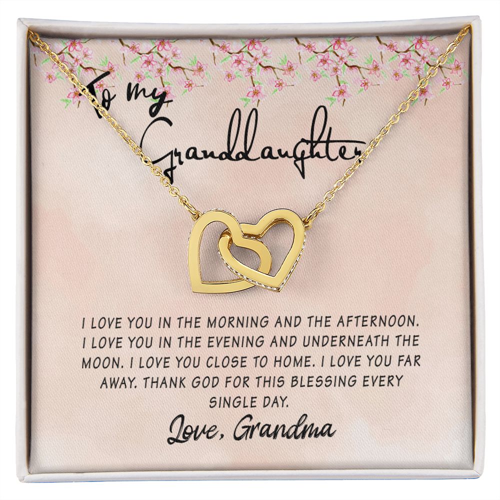 To My Granddaughter Interlocking Hearts Necklace Gift From Grandma