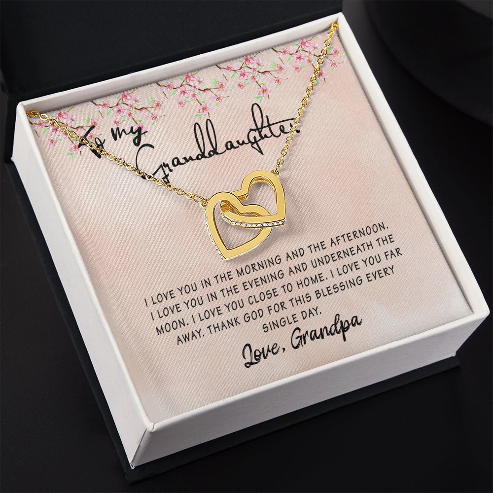 To My Granddaughter Interlocking Hearts Necklace Gift From Grandpa