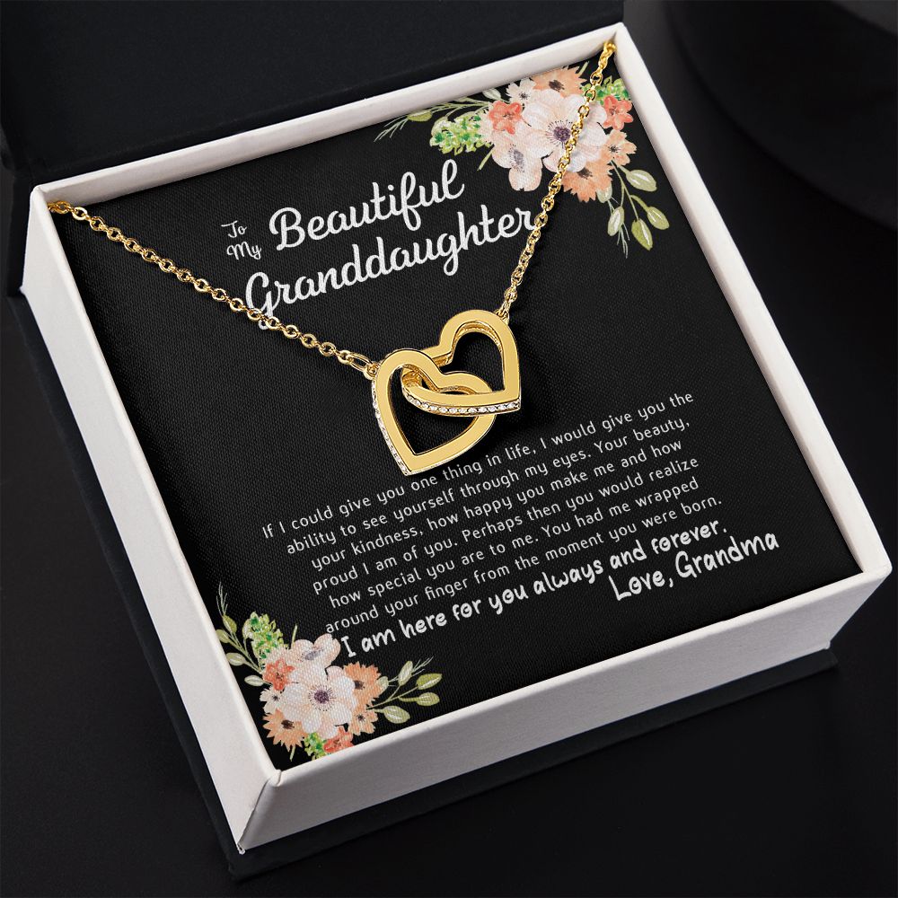To My Beautiful Granddaughter Interlocking Hearts Necklace Gift From Grandma