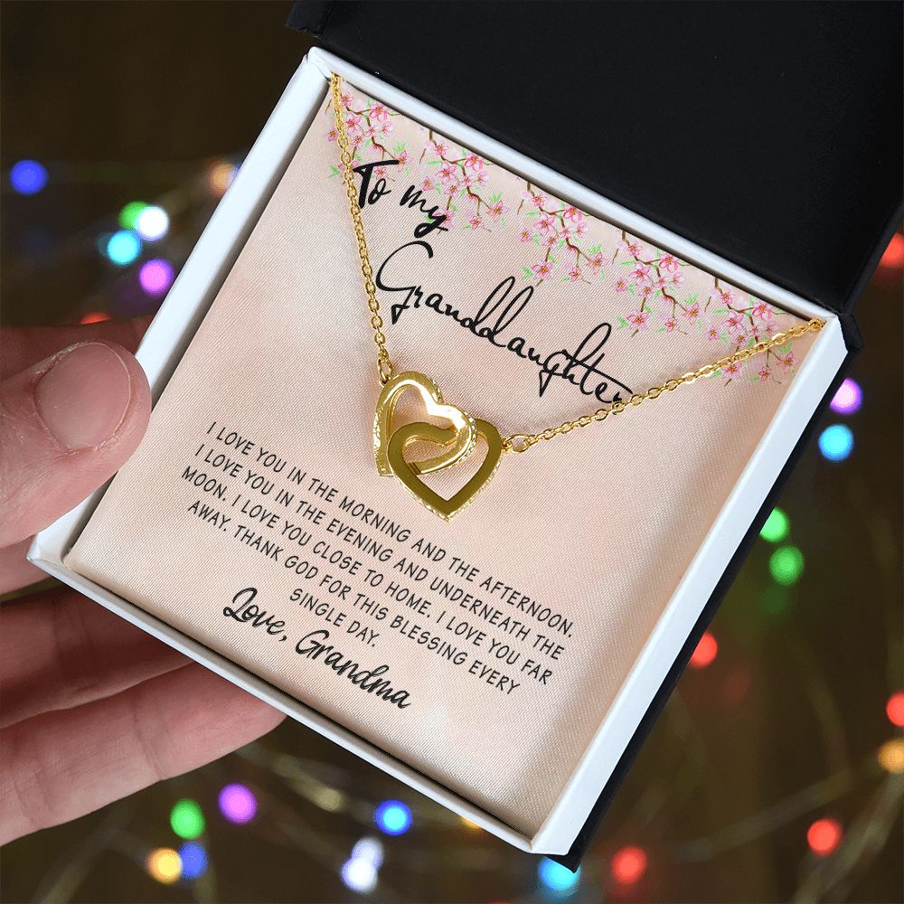 To My Granddaughter Interlocking Hearts Necklace Gift From Grandma