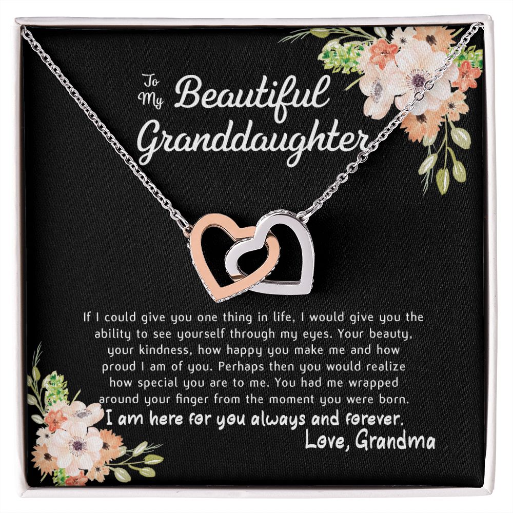 To My Beautiful Granddaughter Interlocking Hearts Necklace Gift From Grandma