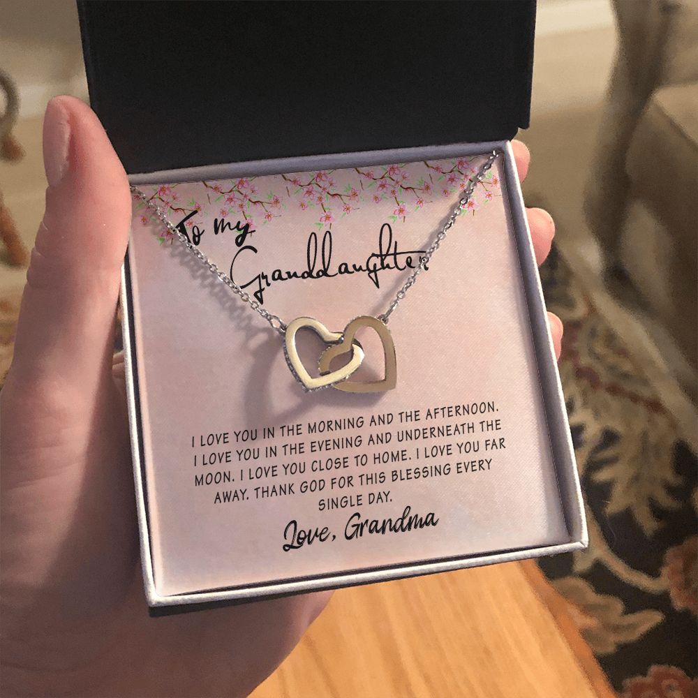 To My Granddaughter Interlocking Hearts Necklace Gift From Grandma