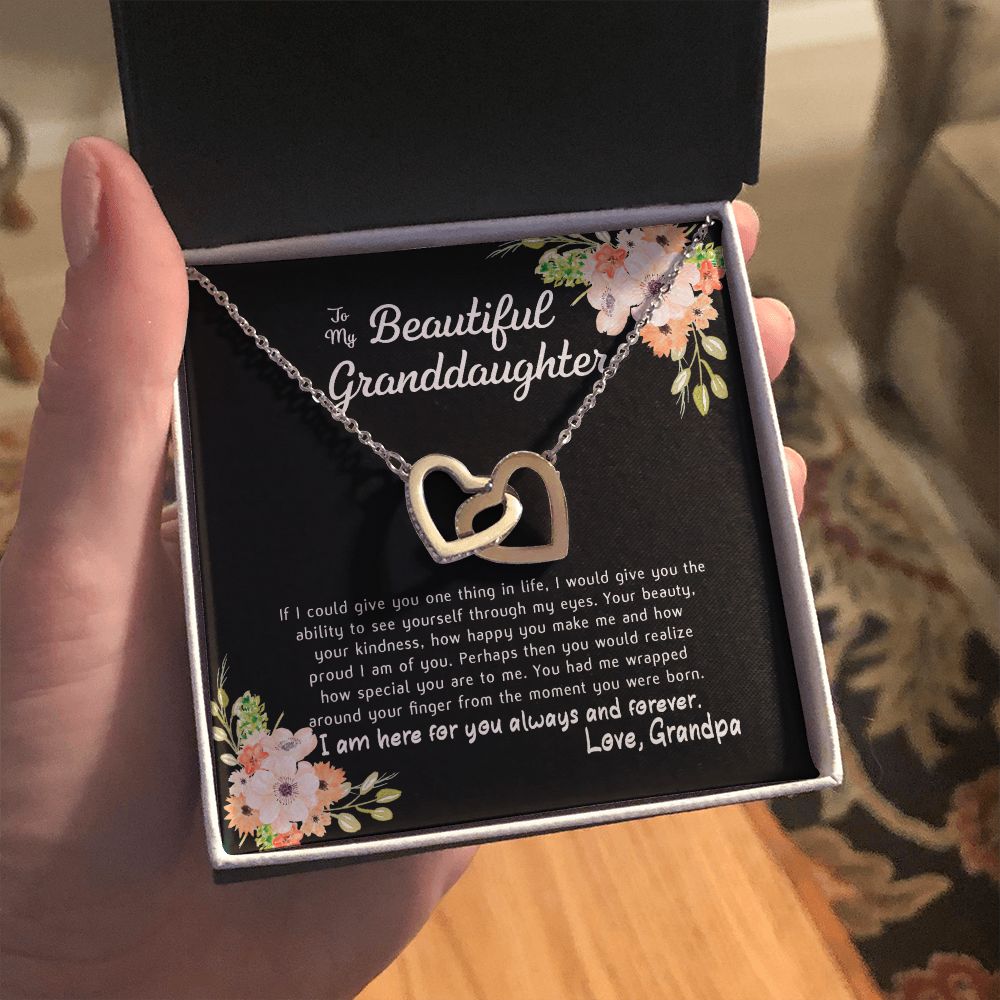 To My Beautiful Granddaughter Interlocking Hearts Necklace Gift From Grandpa