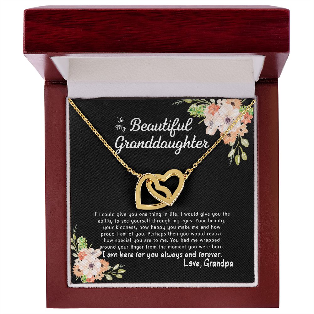To My Beautiful Granddaughter Interlocking Hearts Necklace Gift From Grandpa