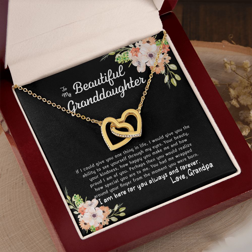 To My Beautiful Granddaughter Interlocking Hearts Necklace Gift From Grandpa