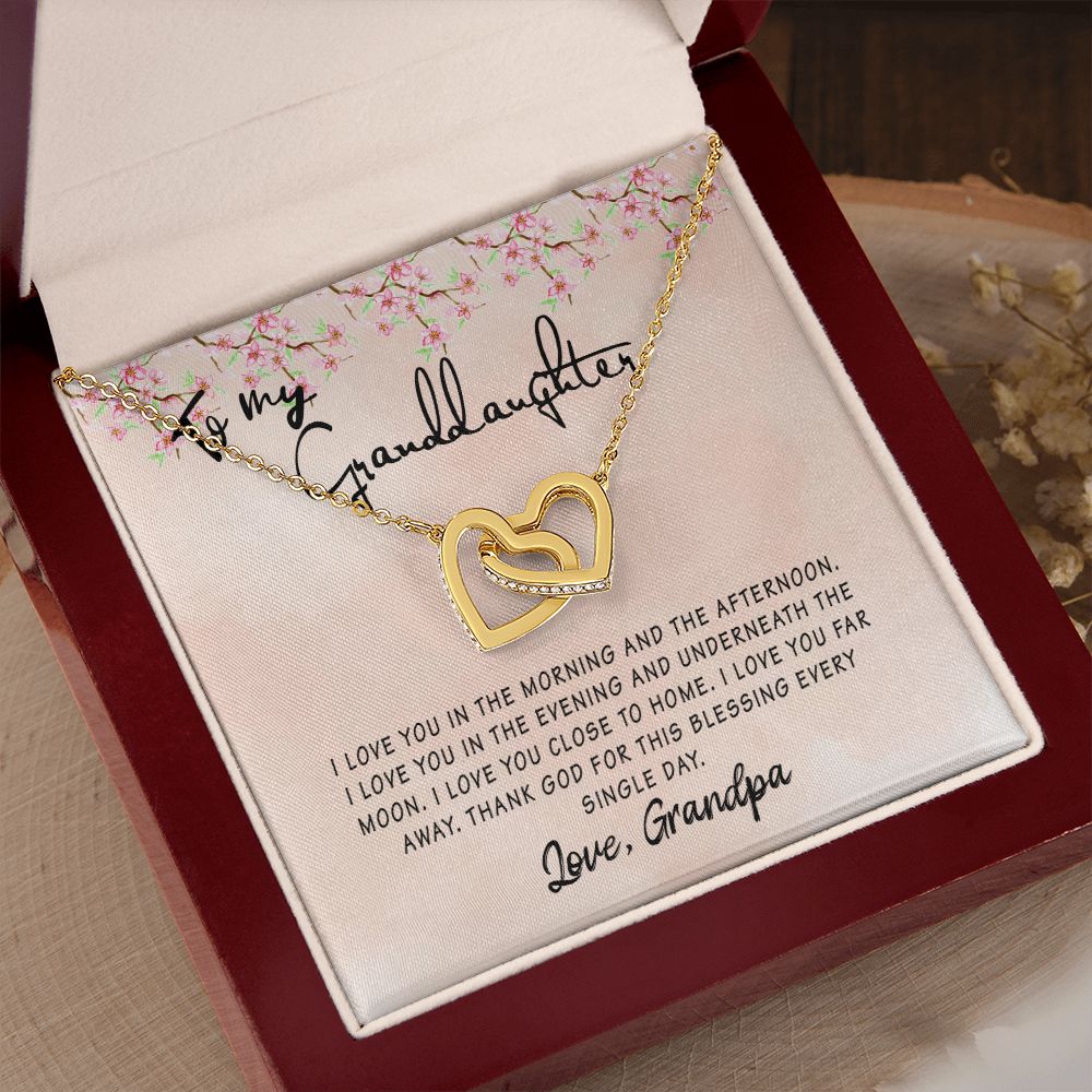 To My Granddaughter Interlocking Hearts Necklace Gift From Grandpa