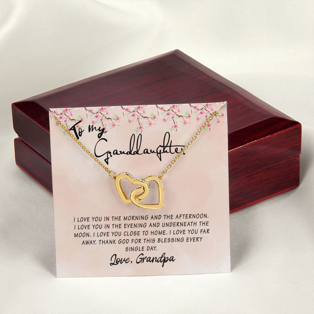 To My Granddaughter Interlocking Hearts Necklace Gift From Grandpa